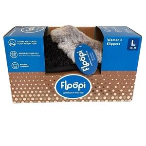 Floopi Women's Black and Gray Slippers  Indoor/ Outdoor Size L 10-11 New